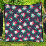 Trippy Hemp Leaves Reggae Pattern Print Quilt