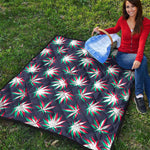 Trippy Hemp Leaves Reggae Pattern Print Quilt