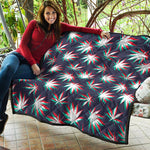 Trippy Hemp Leaves Reggae Pattern Print Quilt