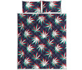Trippy Hemp Leaves Reggae Pattern Print Quilt Bed Set