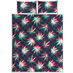 Trippy Hemp Leaves Reggae Pattern Print Quilt Bed Set