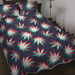 Trippy Hemp Leaves Reggae Pattern Print Quilt Bed Set
