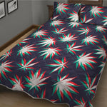 Trippy Hemp Leaves Reggae Pattern Print Quilt Bed Set