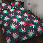 Trippy Hemp Leaves Reggae Pattern Print Quilt Bed Set