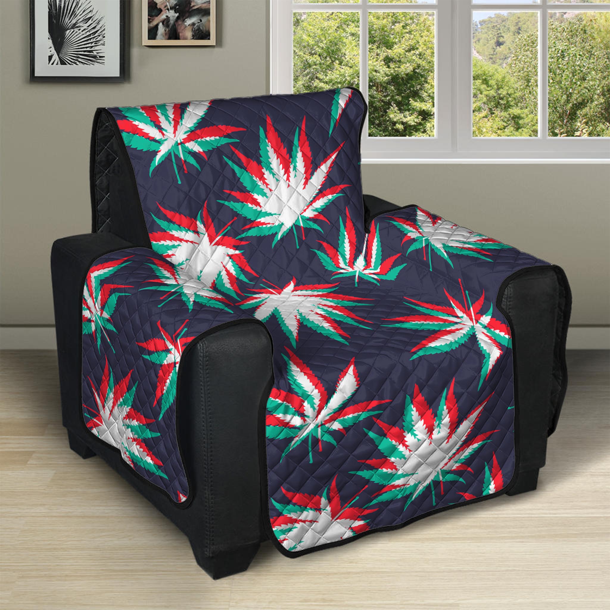 Trippy Hemp Leaves Reggae Pattern Print Recliner Protector