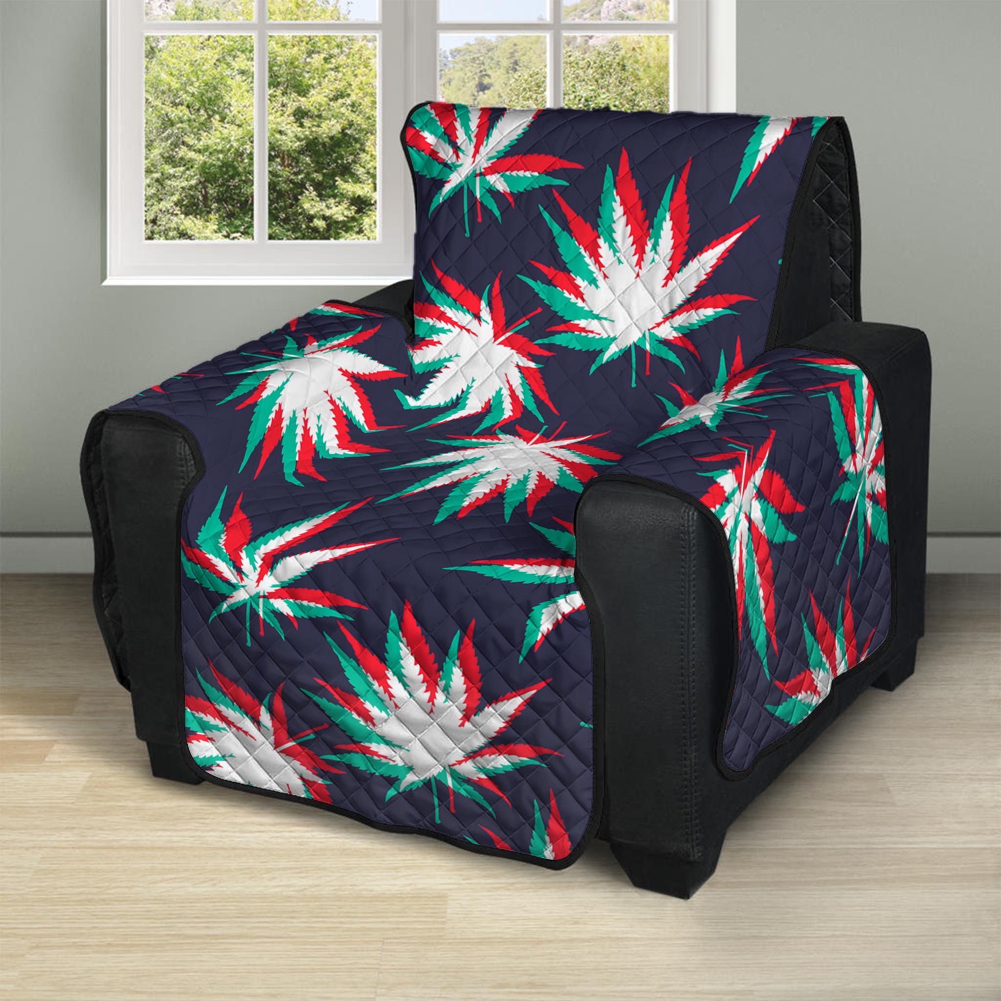 Trippy Hemp Leaves Reggae Pattern Print Recliner Protector