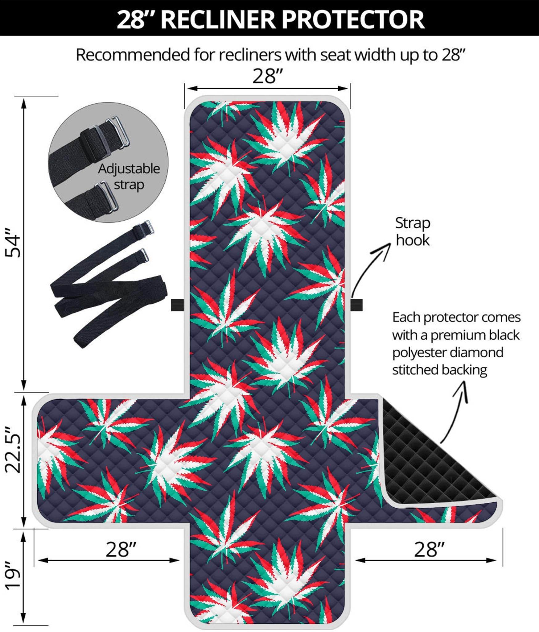 Trippy Hemp Leaves Reggae Pattern Print Recliner Protector