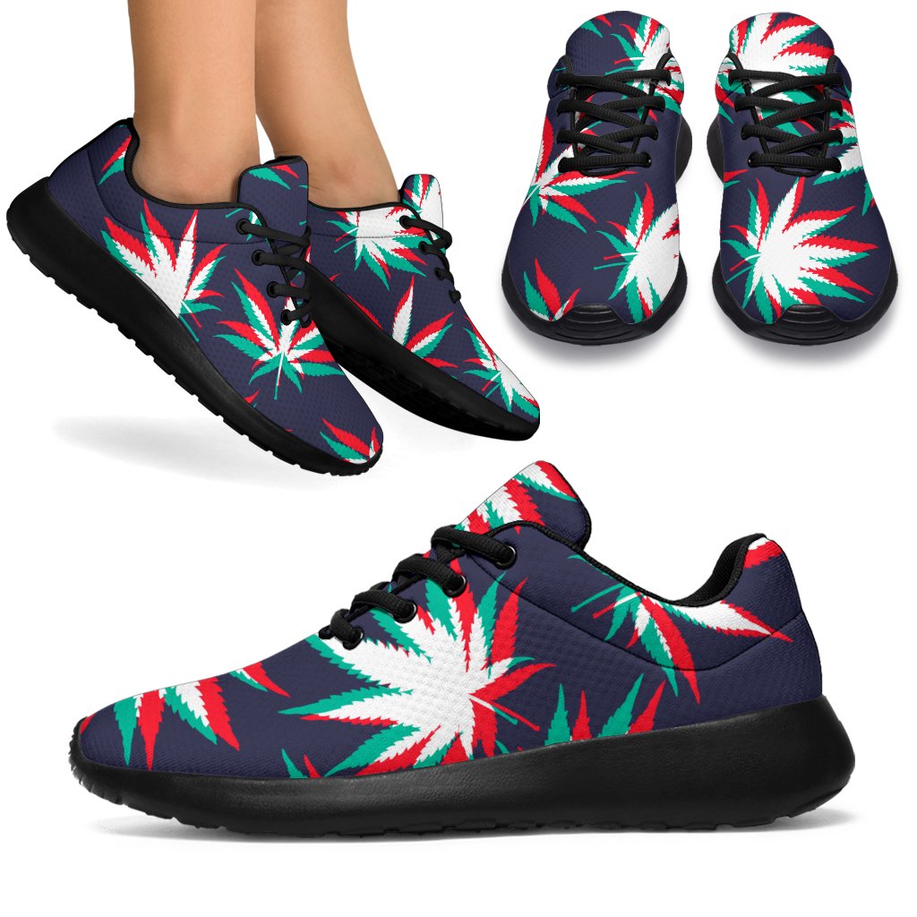 Trippy Hemp Leaves Reggae Pattern Print Sport Shoes GearFrost