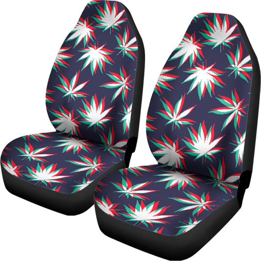 Trippy Hemp Leaves Reggae Pattern Print Universal Fit Car Seat Covers