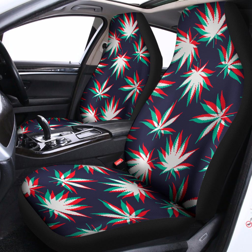 Trippy Hemp Leaves Reggae Pattern Print Universal Fit Car Seat Covers