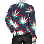 Trippy Hemp Leaves Reggae Pattern Print Women's Crewneck Sweatshirt GearFrost