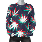 Trippy Hemp Leaves Reggae Pattern Print Women's Crewneck Sweatshirt GearFrost