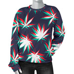 Trippy Hemp Leaves Reggae Pattern Print Women's Crewneck Sweatshirt GearFrost