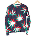 Trippy Hemp Leaves Reggae Pattern Print Women's Crewneck Sweatshirt GearFrost