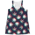 Trippy Hemp Leaves Reggae Pattern Print Women's Racerback Tank Top