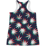 Trippy Hemp Leaves Reggae Pattern Print Women's Racerback Tank Top