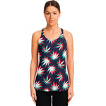 Trippy Hemp Leaves Reggae Pattern Print Women's Racerback Tank Top