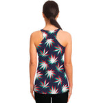 Trippy Hemp Leaves Reggae Pattern Print Women's Racerback Tank Top
