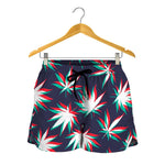 Trippy Hemp Leaves Reggae Pattern Print Women's Shorts