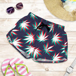 Trippy Hemp Leaves Reggae Pattern Print Women's Shorts