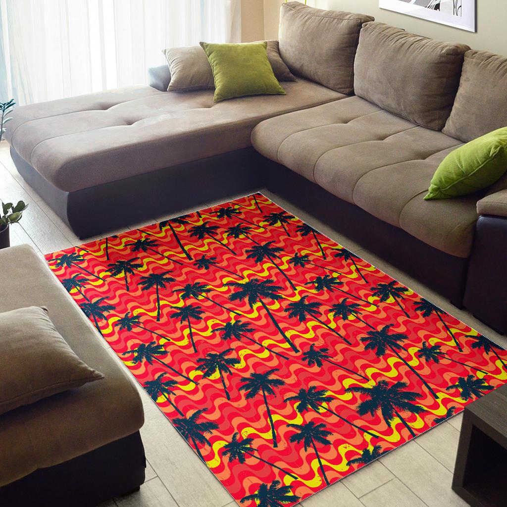 Trippy Palm Tree Pattern Print Area Rug GearFrost