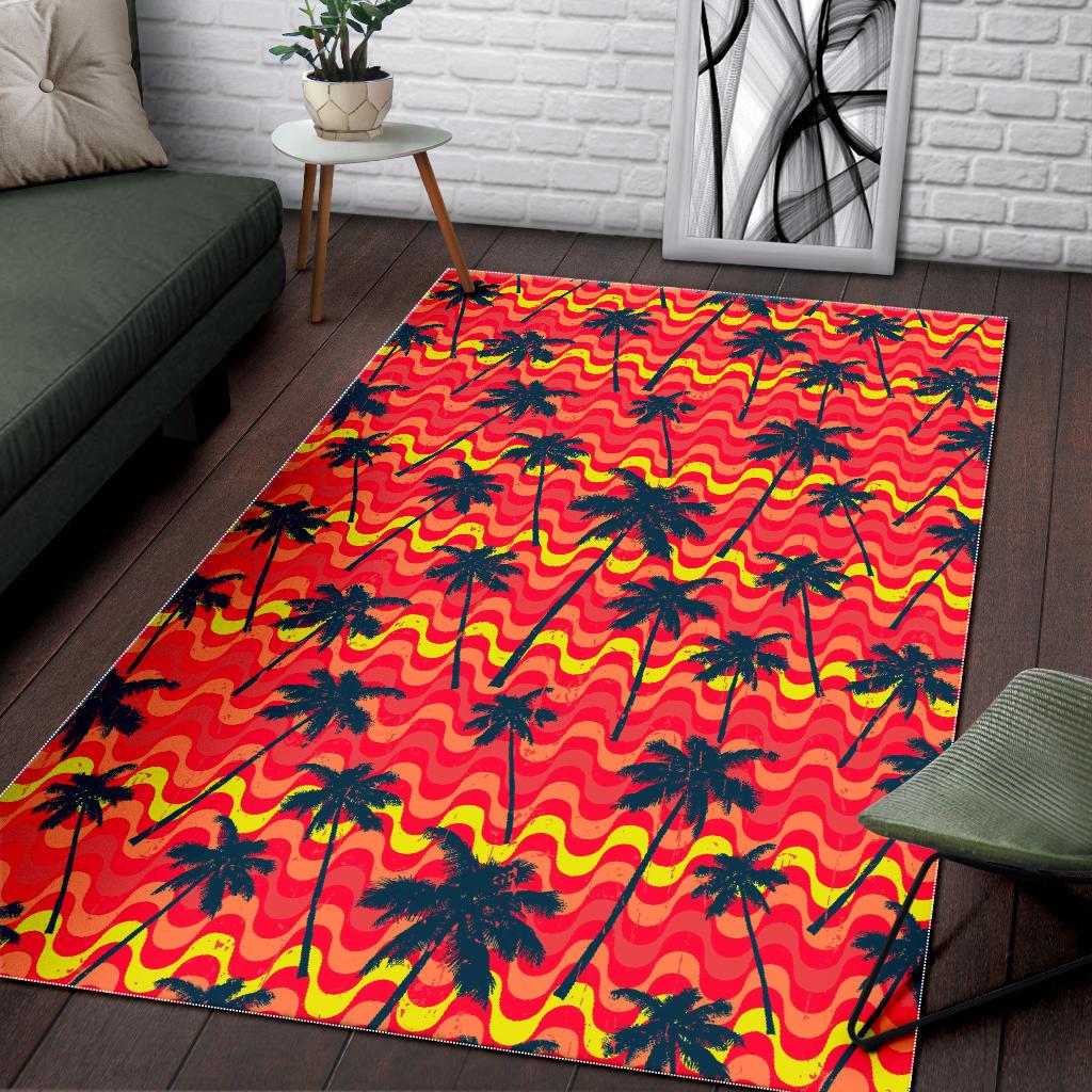 Trippy Palm Tree Pattern Print Area Rug GearFrost