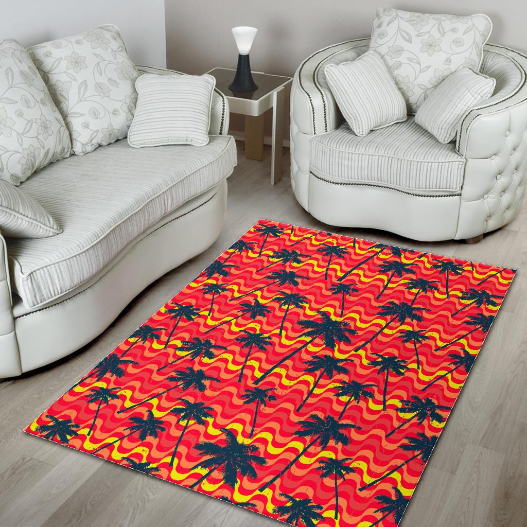 Trippy Palm Tree Pattern Print Area Rug GearFrost