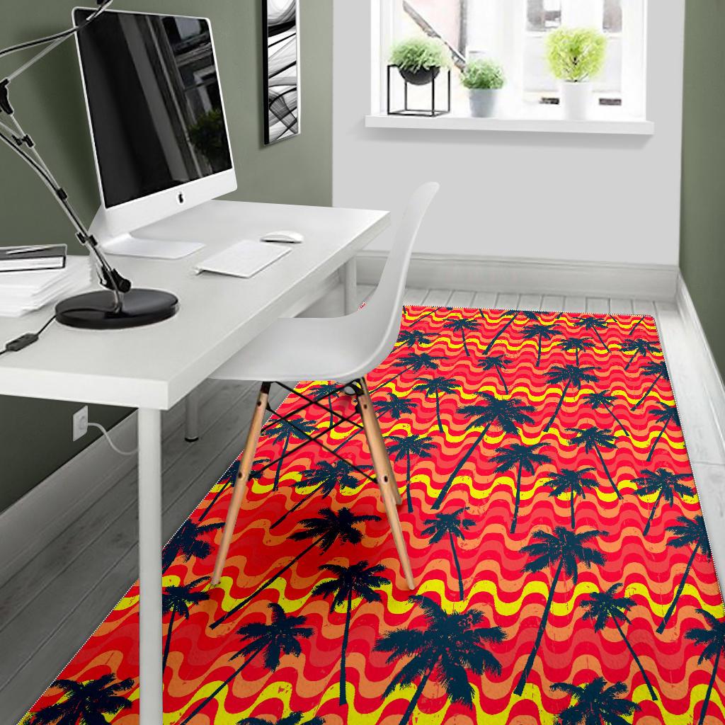Trippy Palm Tree Pattern Print Area Rug GearFrost