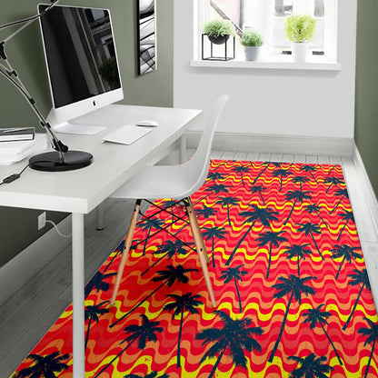 Trippy Palm Tree Pattern Print Area Rug GearFrost