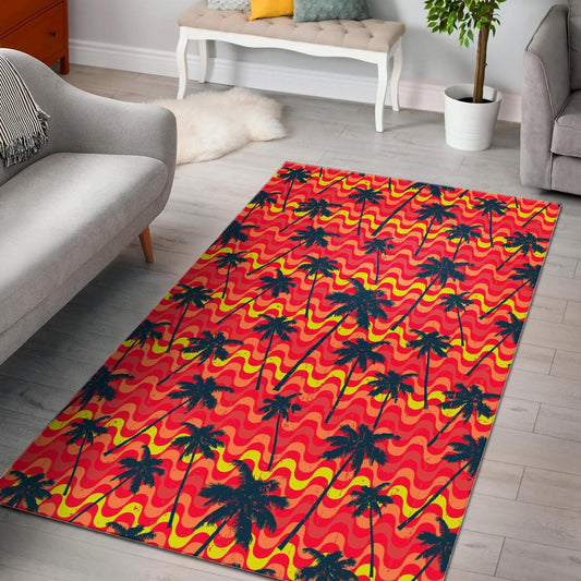 Trippy Palm Tree Pattern Print Area Rug GearFrost