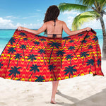Trippy Palm Tree Pattern Print Beach Sarong Wrap