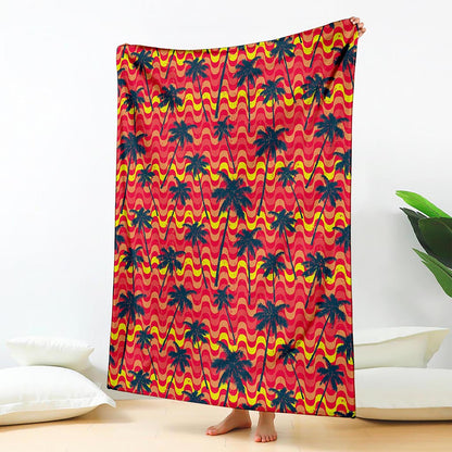 Trippy Palm Tree Pattern Print Blanket