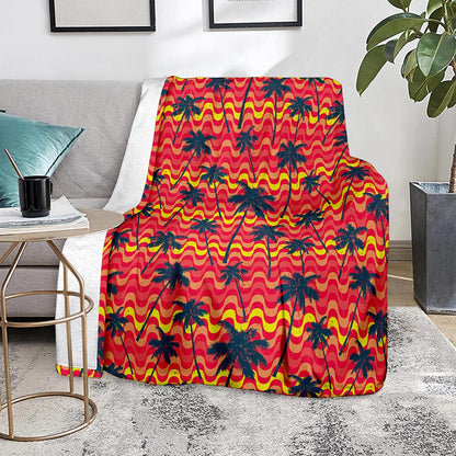 Trippy Palm Tree Pattern Print Blanket