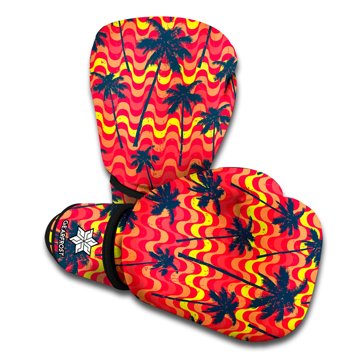 Trippy Palm Tree Pattern Print Boxing Gloves