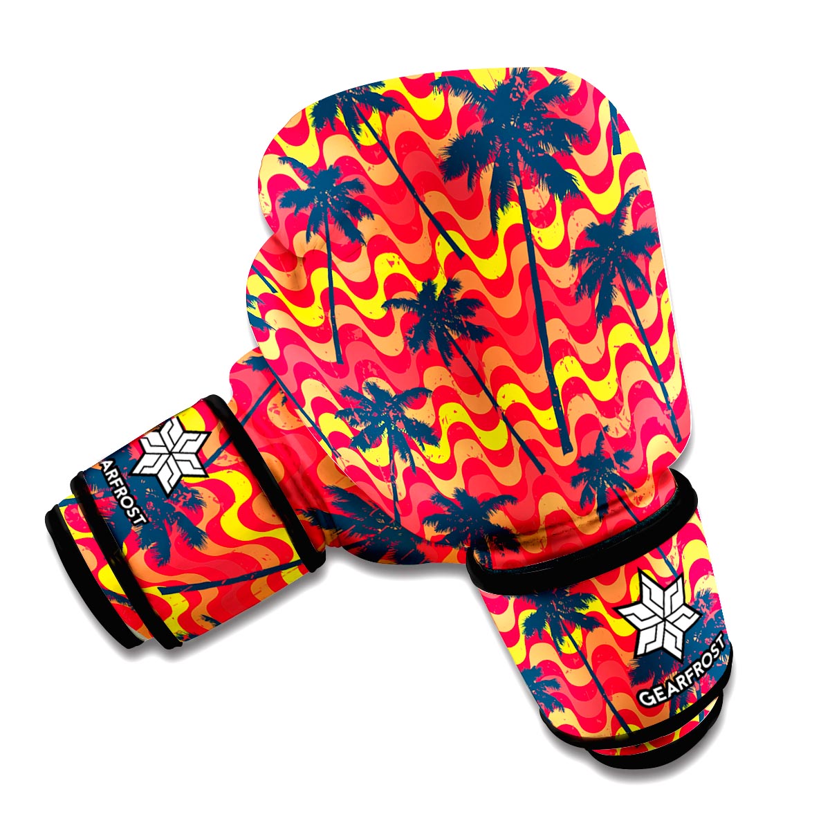 Trippy Palm Tree Pattern Print Boxing Gloves