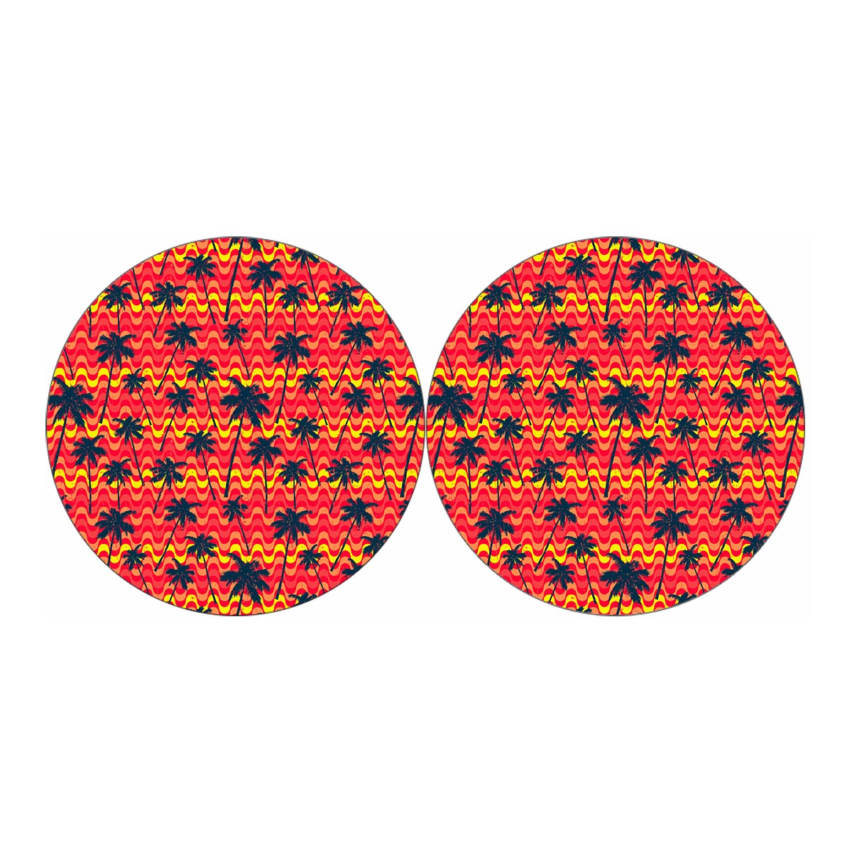 Trippy Palm Tree Pattern Print Car Coasters