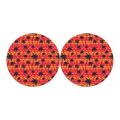 Trippy Palm Tree Pattern Print Car Coasters