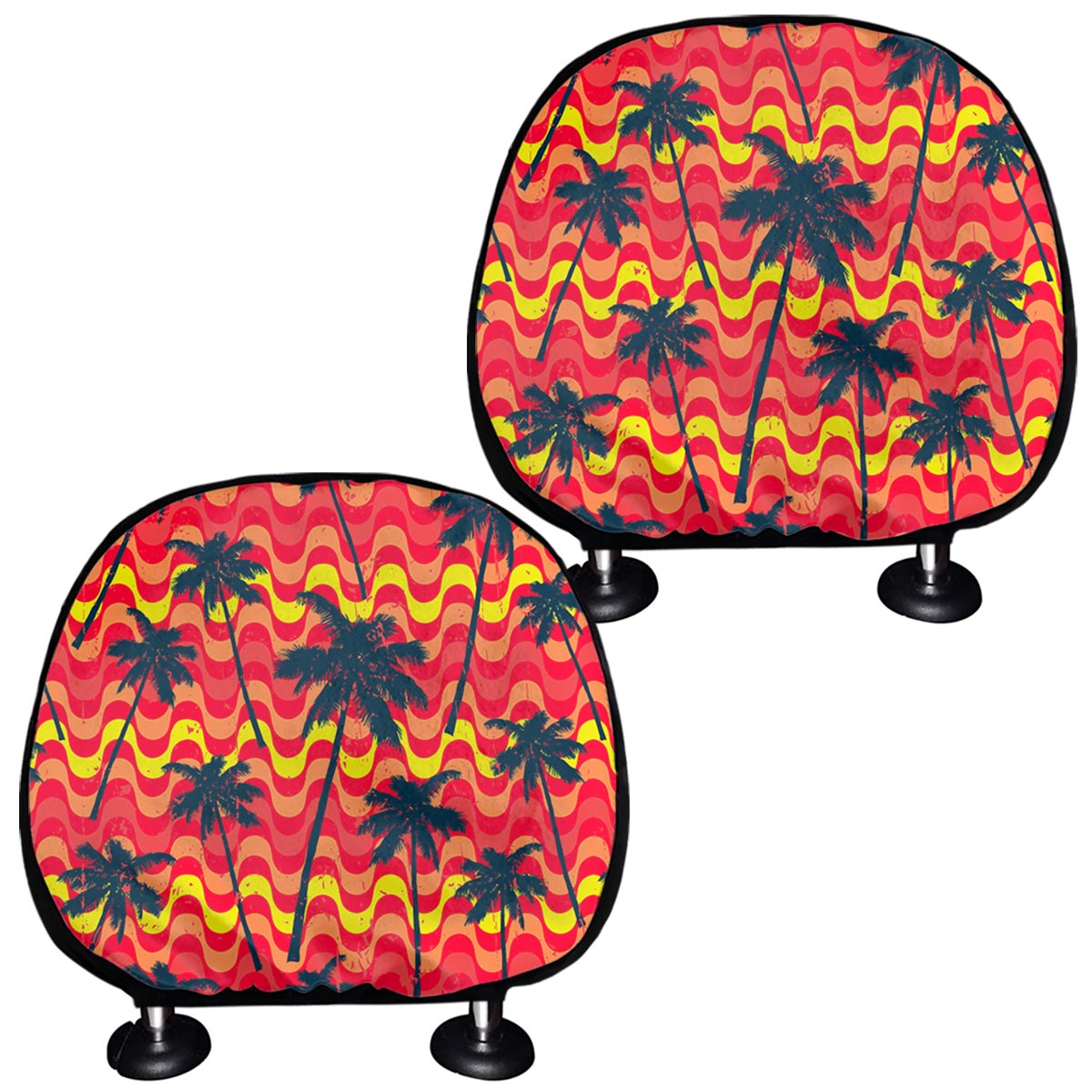 Trippy Palm Tree Pattern Print Car Headrest Covers
