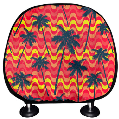 Trippy Palm Tree Pattern Print Car Headrest Covers