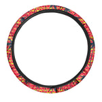 Trippy Palm Tree Pattern Print Car Steering Wheel Cover