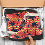 Trippy Palm Tree Pattern Print Comfy Boots GearFrost