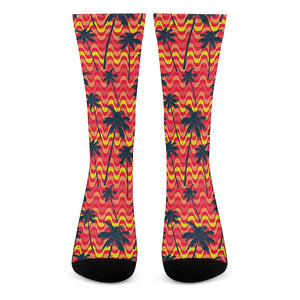 Trippy Palm Tree Pattern Print Crew Socks