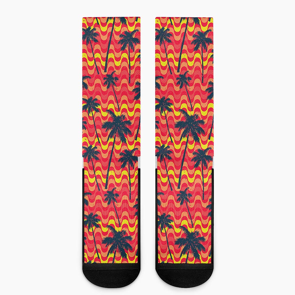 Trippy Palm Tree Pattern Print Crew Socks