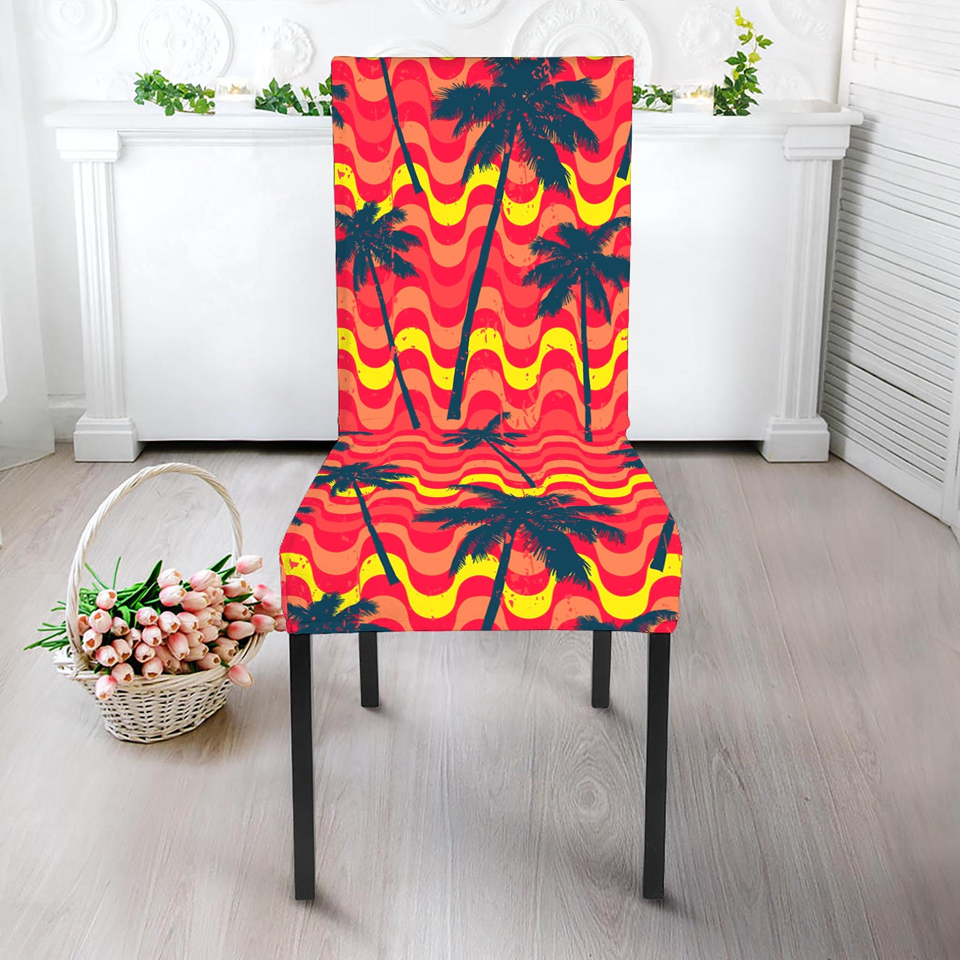 Trippy Palm Tree Pattern Print Dining Chair Slipcover