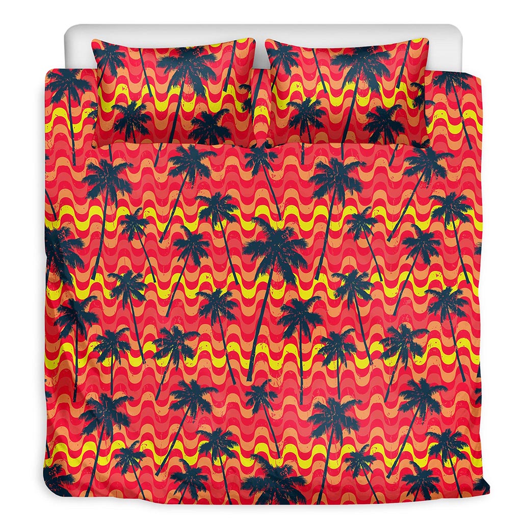 Trippy Palm Tree Pattern Print Duvet Cover Bedding Set