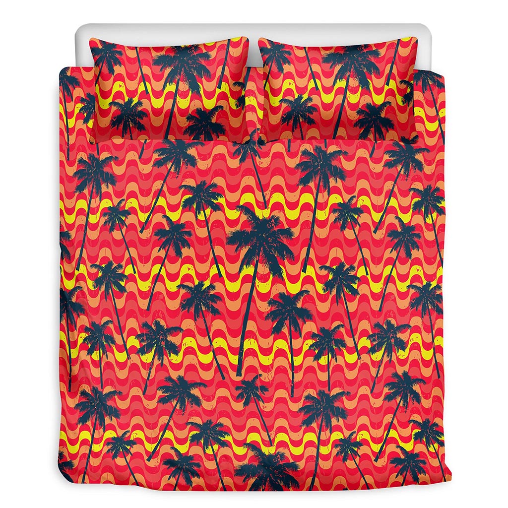 Trippy Palm Tree Pattern Print Duvet Cover Bedding Set