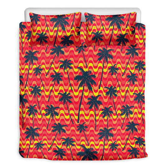 Trippy Palm Tree Pattern Print Duvet Cover Bedding Set