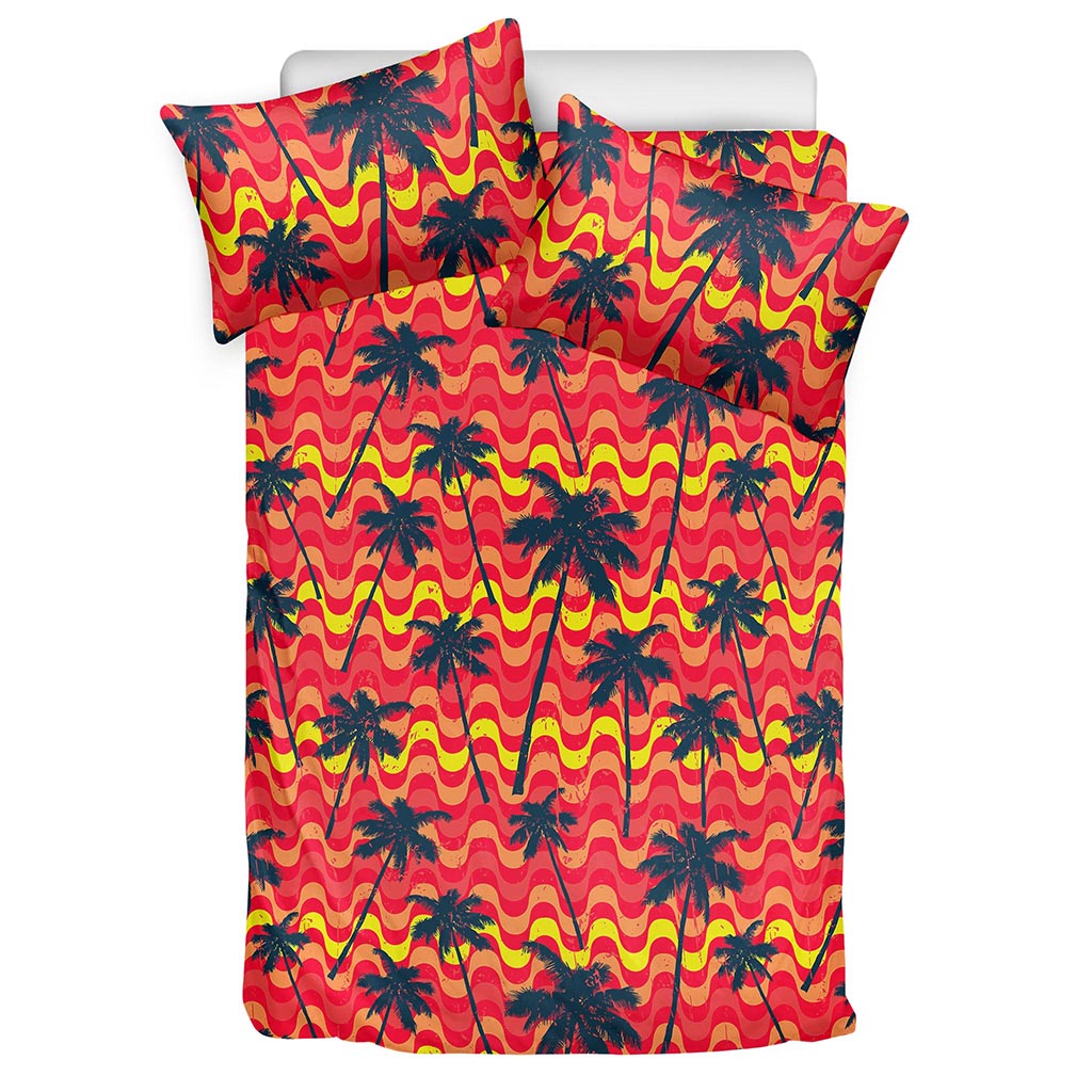 Trippy Palm Tree Pattern Print Duvet Cover Bedding Set
