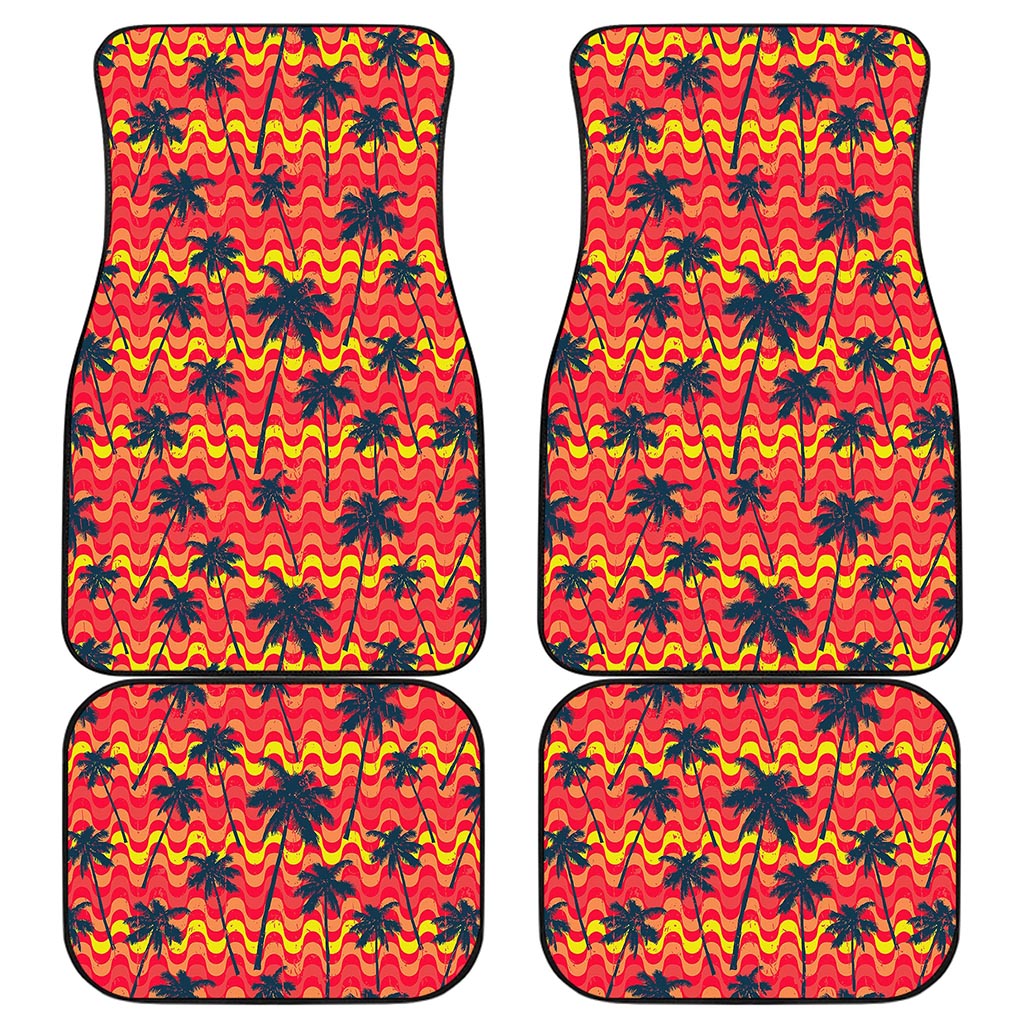 Trippy Palm Tree Pattern Print Front and Back Car Floor Mats