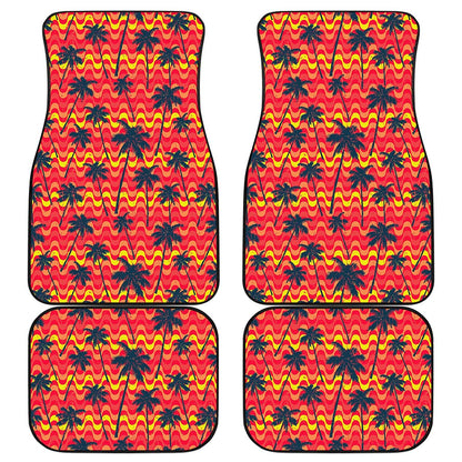 Trippy Palm Tree Pattern Print Front and Back Car Floor Mats